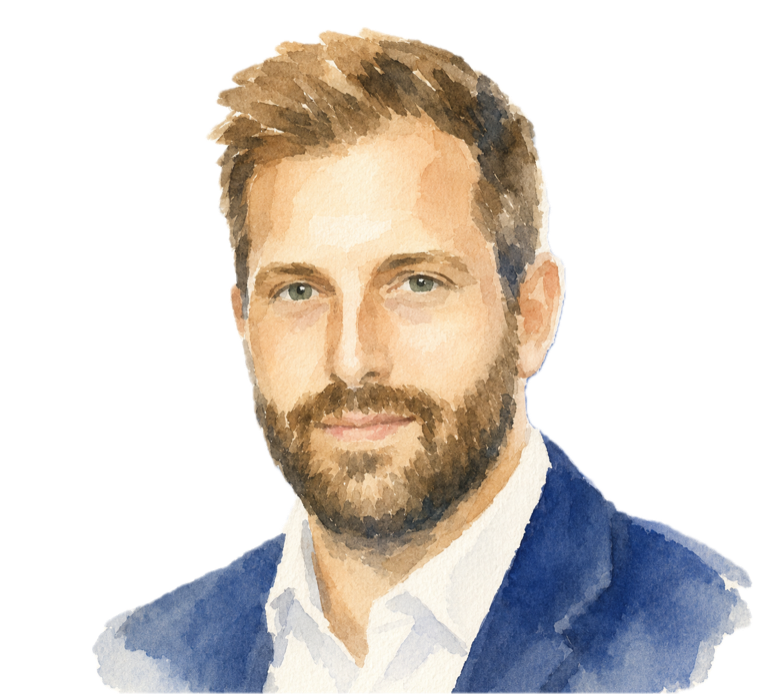 Watercolour portrait of Philipp Jent